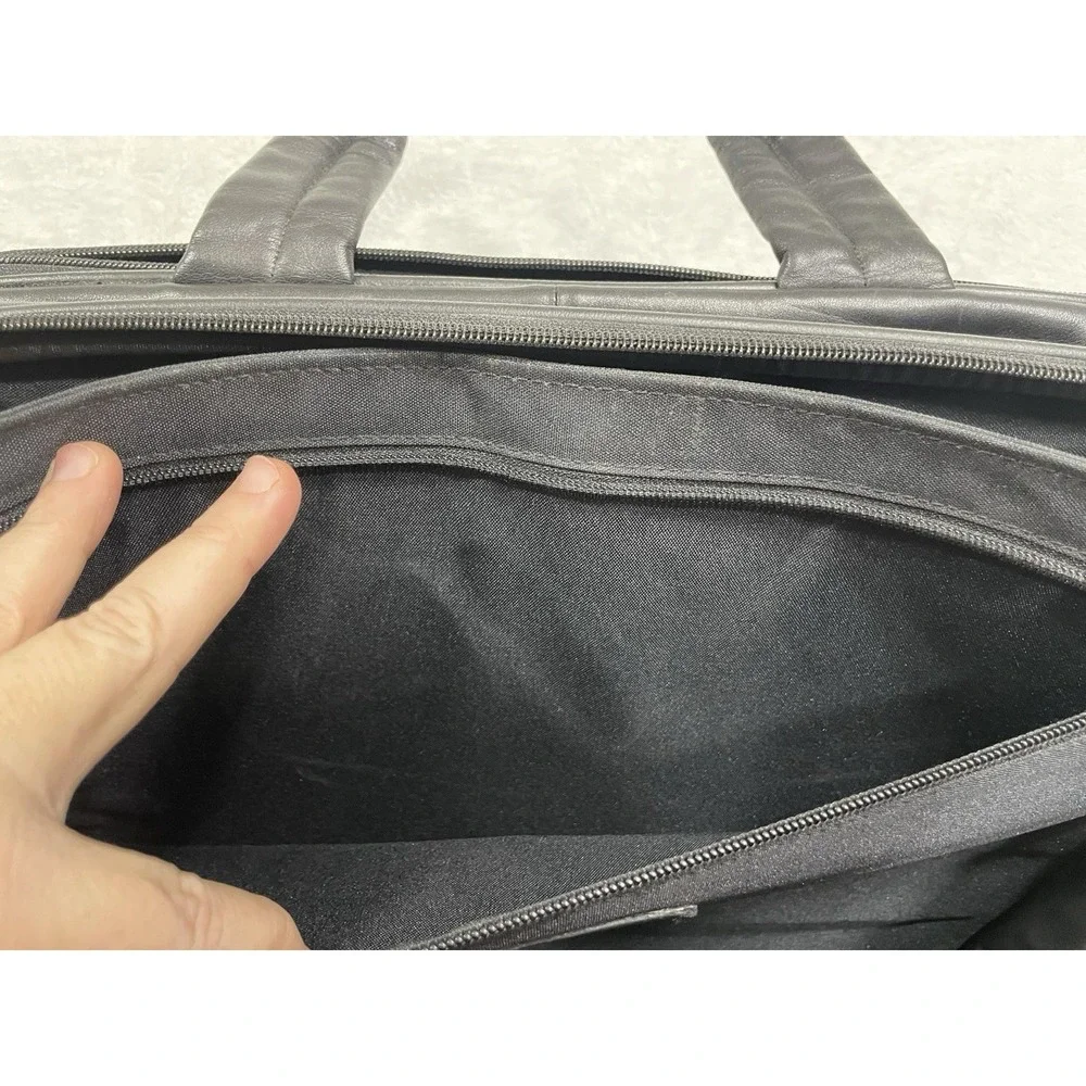 Levenger Evanger Leather Rolling Briefcase Laptop Bag Wheels Telescoping Handle